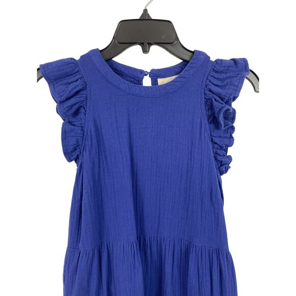 Universal Thread Blue Gauze Flutter Sleeve Midi Dress Cotton Womens Size XS - Picture 3 of 9
